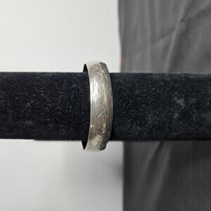 Smibo Norway Sterling Silver Engraved Cuff Bracelet Vintage Scandinavian